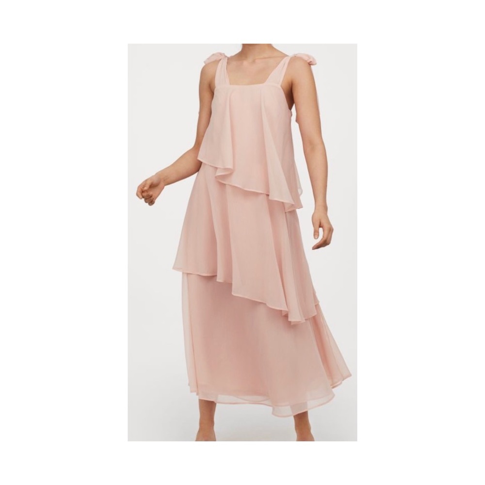 H&M long dress with asymmetric tiers.
